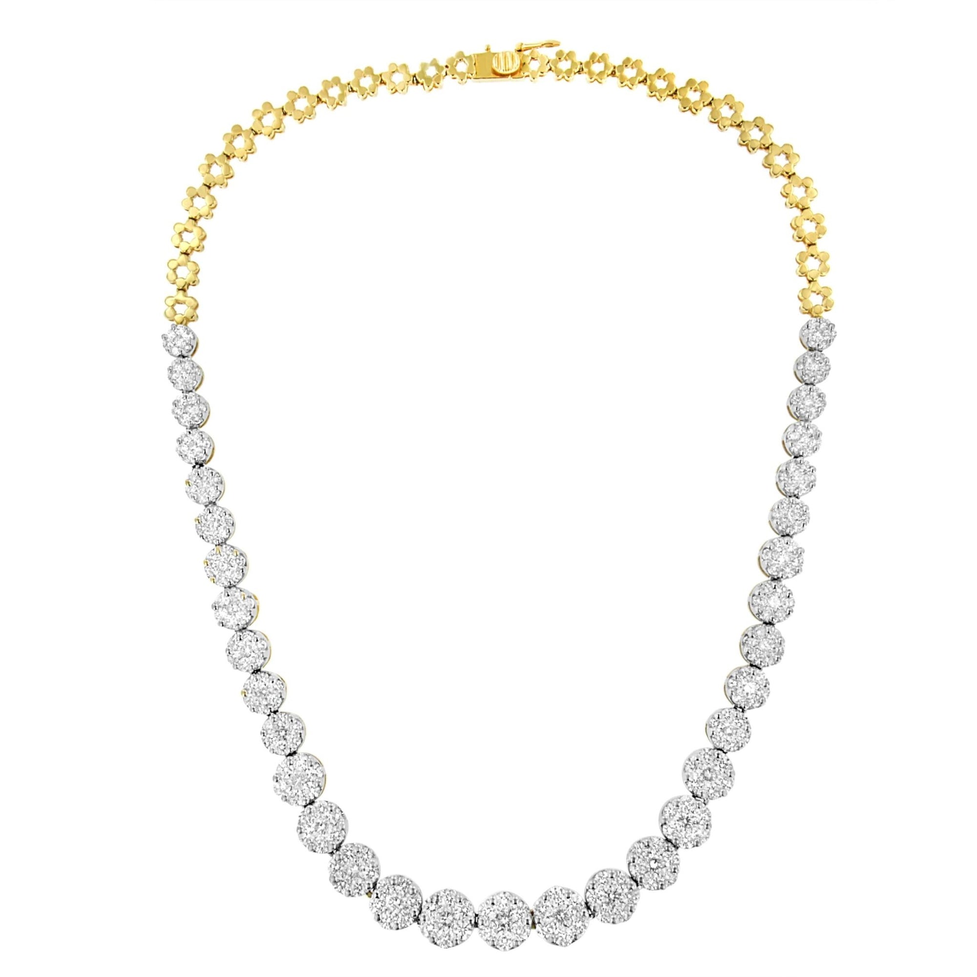 IGI Certified 14K Yellow Gold 14 3/4 cttw Pave Set Round-Cut Diamond Riviera Necklace (F-G Color, S2-I1 Clarity) - LinkagejewelrydesignLinkagejewelrydesign