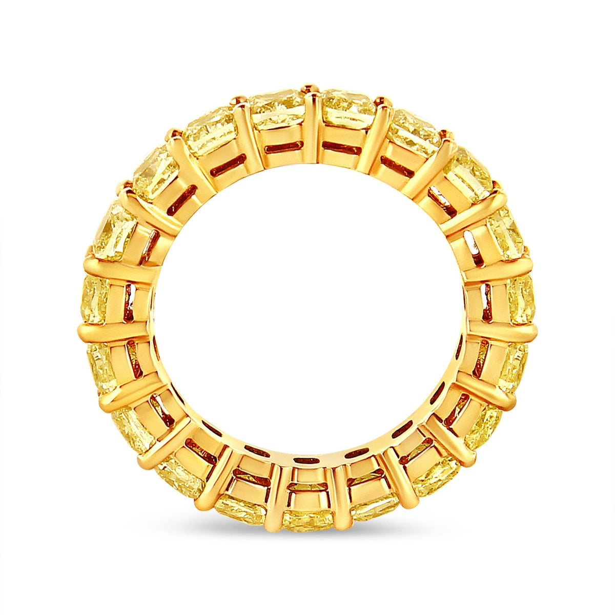 IGI Certified 18K Yellow Gold 5.0 Cttw Shared Prong Set Natural Fancy Yellow Cushion Diamond Eternity Band Ring (Yellow Color, VVS2-VS1 Clarity) - Ring Size 6 - LinkagejewelrydesignLinkagejewelrydesign