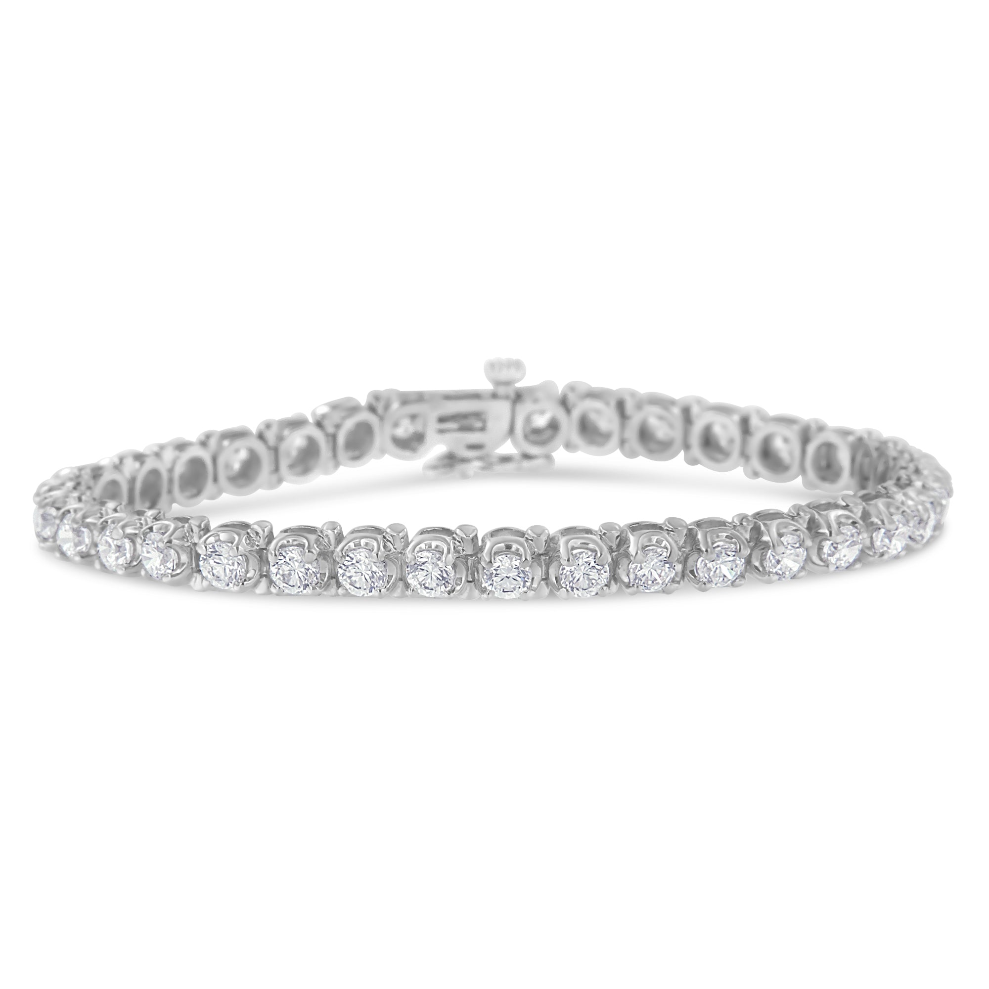 IGI Certified 7.0 Cttw Round-Brilliant Diamond 14K White Gold 7” Hinged Tennis Bracelet (H-I Color, I1-I2 Clarity) - LinkagejewelrydesignLinkagejewelrydesign