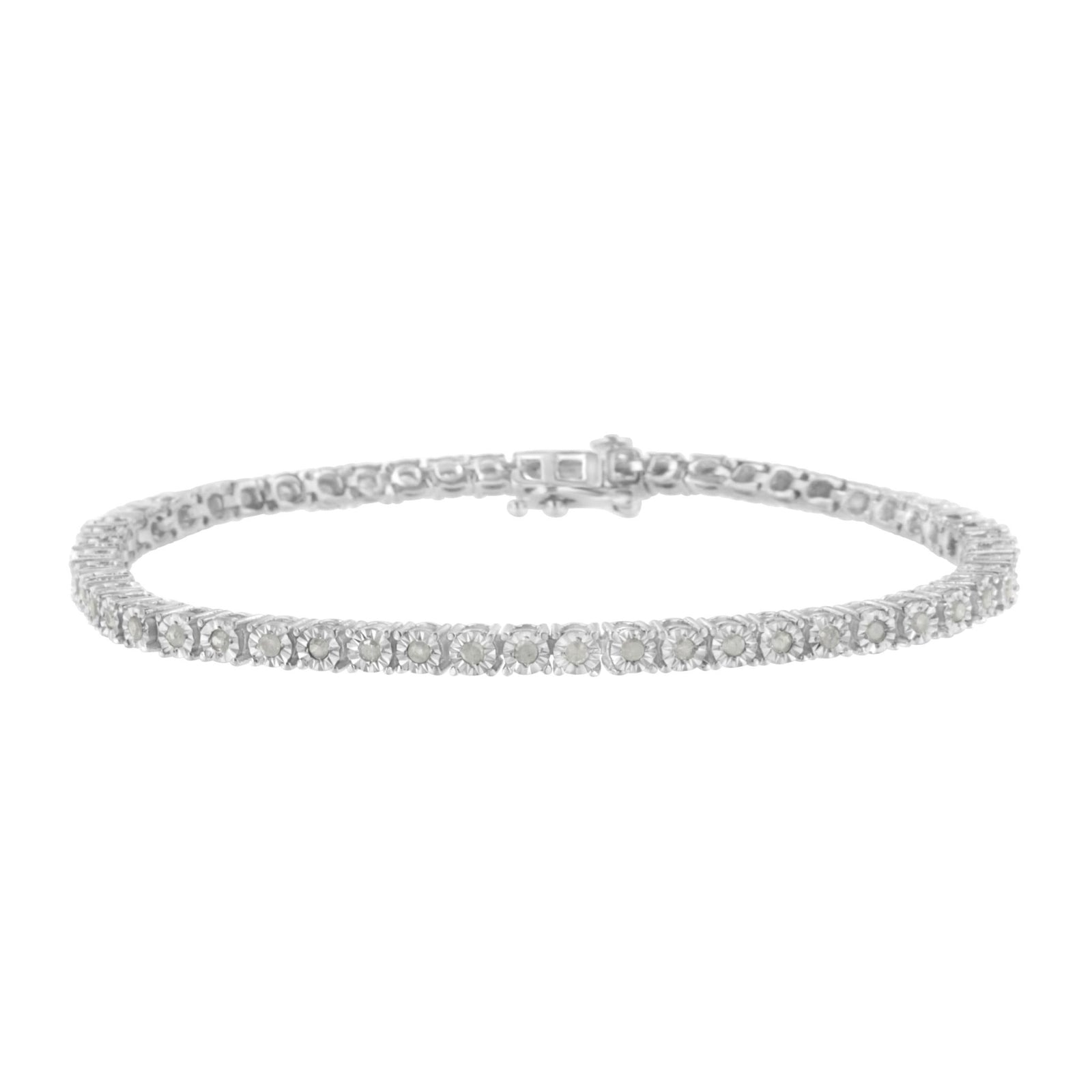 IGI Certified .925 Sterling Silver 1.0 Cttw Miracle-Set Diamond Round Miracle Plate Tennis Bracelet (I-J Color, I3 Clarity) - LinkagejewelrydesignLinkagejewelrydesign