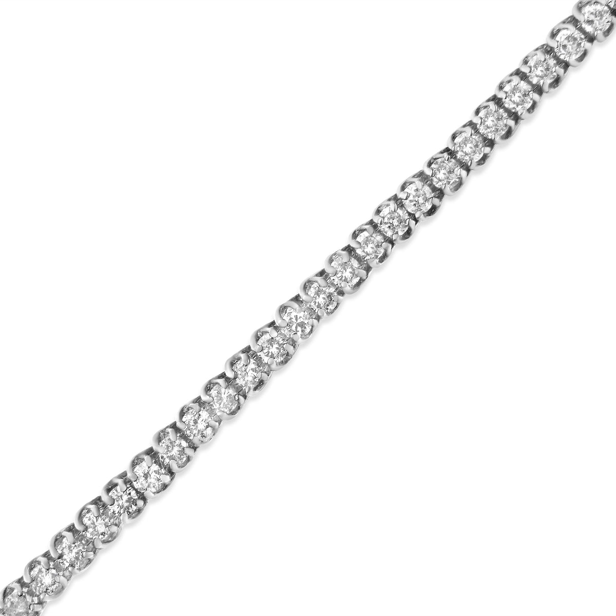 IGI Certified .925 Sterling Silver 4.0 Cttw 4 Prong Set Round-Cut Diamond Classic 7” Tennis Bracelet (H-I Color, I1-I2 Clarity) - 7&quot; - LinkagejewelrydesignLinkagejewelrydesign