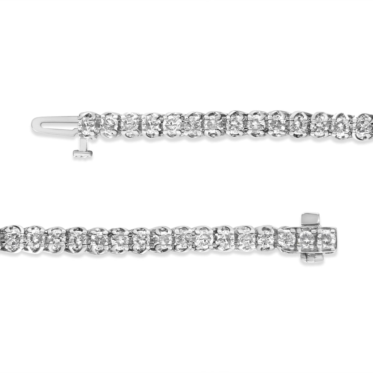IGI Certified .925 Sterling Silver 4.0 Cttw 4 Prong Set Round-Cut Diamond Classic 7” Tennis Bracelet (H-I Color, I1-I2 Clarity) - 7&quot; - LinkagejewelrydesignLinkagejewelrydesign