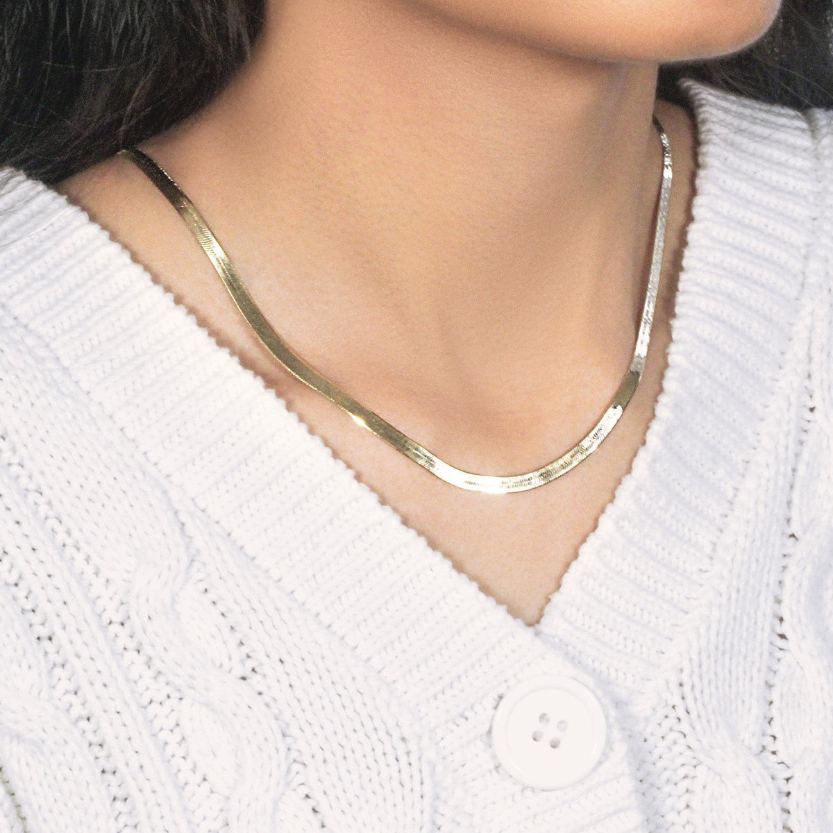 Imperial Herringbone Chain in 10k Yellow Gold (3.8 mm) - LinkagejewelrydesignLinkagejewelrydesign