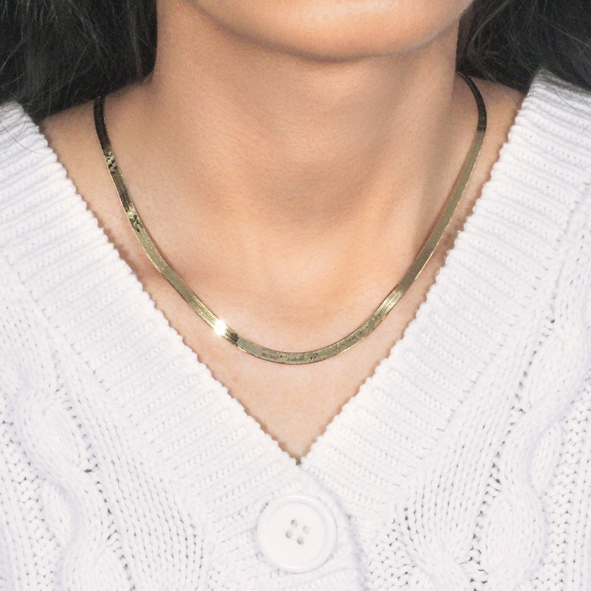 Imperial Herringbone Chain in 10k Yellow Gold (3.8 mm) - LinkagejewelrydesignLinkagejewelrydesign