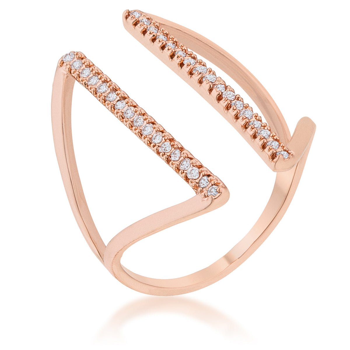 Jena 0.2ct CZ Rose Gold Delicate Parallel Ring - LinkagejewelrydesignLinkagejewelrydesign