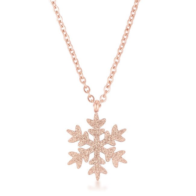 Jenna Rose Gold Stainless Steel Rose Gold Snowflake Necklace - LinkagejewelrydesignLinkagejewelrydesign
