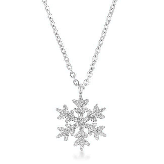 Jenna Stainless Steel Silvertone Snowflake Necklace - LinkagejewelrydesignLinkagejewelrydesign