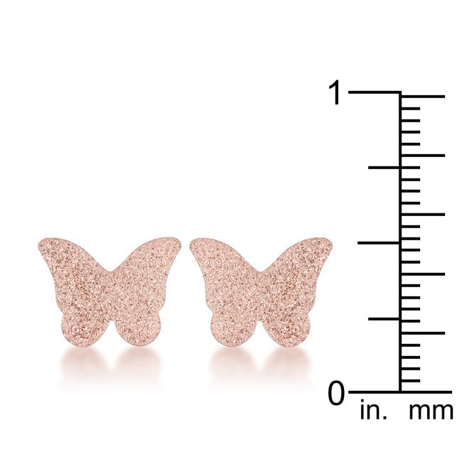 Jess Glittery Butterfly Rose Gold Stud Earrings - LinkagejewelrydesignLinkagejewelrydesign