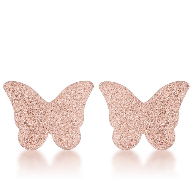 Jess Glittery Butterfly Rose Gold Stud Earrings - LinkagejewelrydesignLinkagejewelrydesign