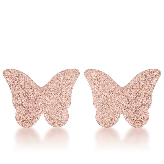 Jess Glittery Butterfly Rose Gold Stud Earrings - LinkagejewelrydesignLinkagejewelrydesign