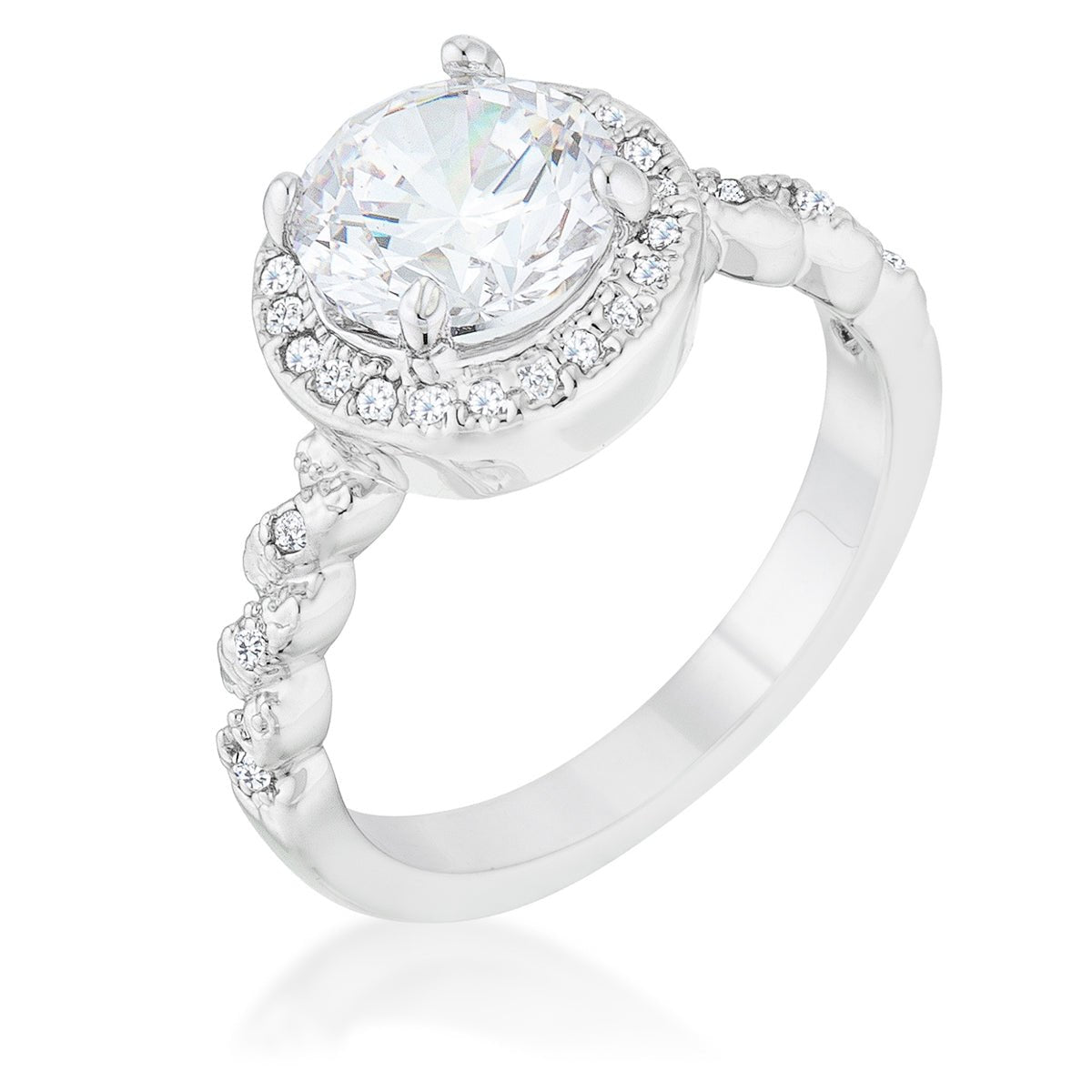 Jordana 2.2ct Clear CZ Rhodium Classic Ring, &lt;b&gt;Size 5&lt;/b&gt; - LinkagejewelrydesignLinkagejewelrydesign