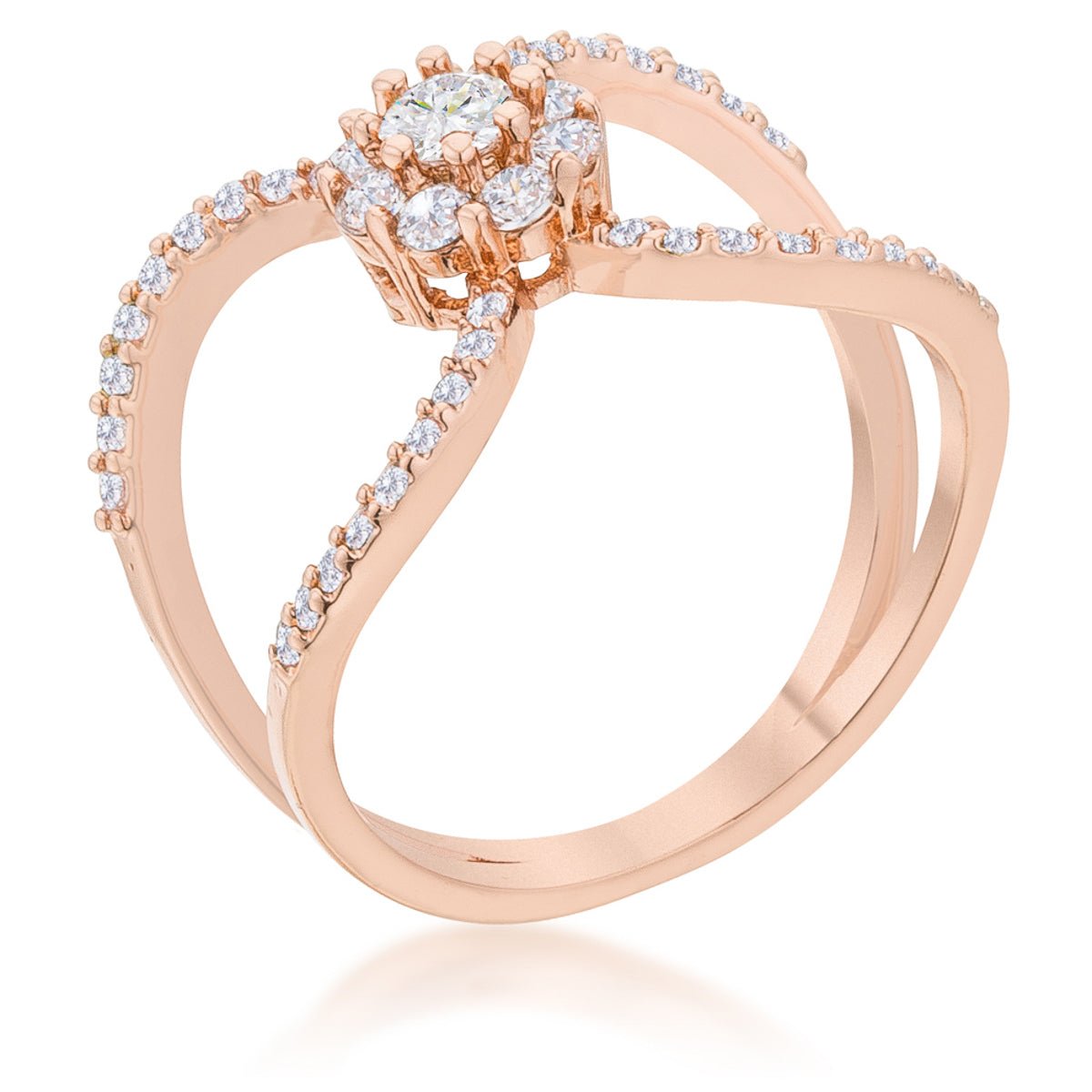 Joyce 0.4ct CZ Rose Gold Delicate Floral Wrap Ring - LinkagejewelrydesignLinkagejewelrydesign