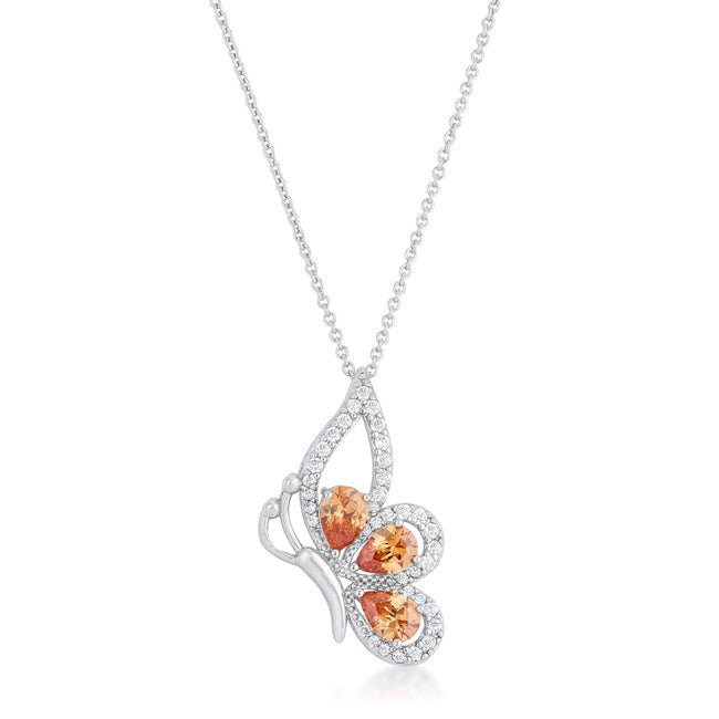 Karen 2.8ct Champagne CZ Rhoidum Butterfly Drop Necklace - LinkagejewelrydesignLinkagejewelrydesign
