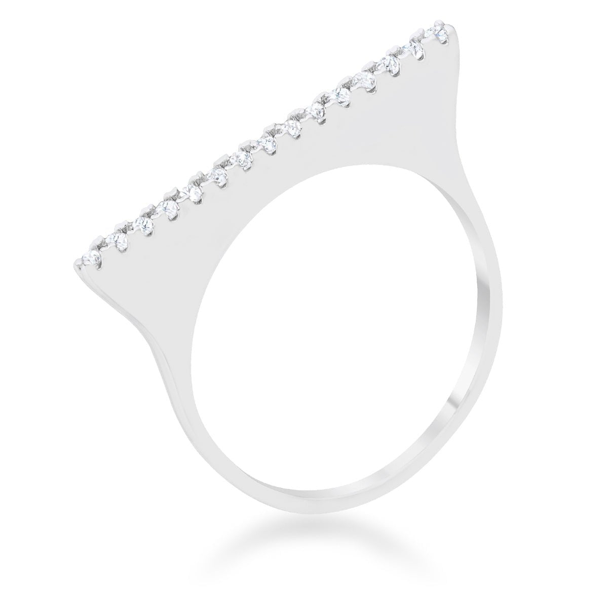 Karolina 0.2ct CZ Rhodium Contemporary Simple Ring, <b>Size 5</b> - LinkagejewelrydesignLinkagejewelrydesign