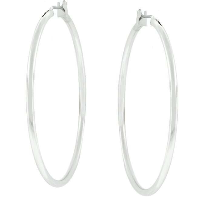 Large Silvertone Finish Hoop Earrings - LinkagejewelrydesignLinkagejewelrydesign