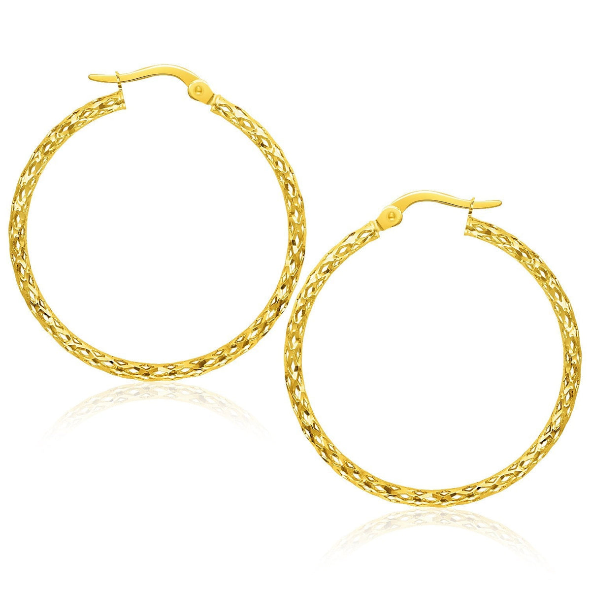 Large Textured Hoop Earrings in 10k Yellow Gold - LinkagejewelrydesignLinkagejewelrydesign