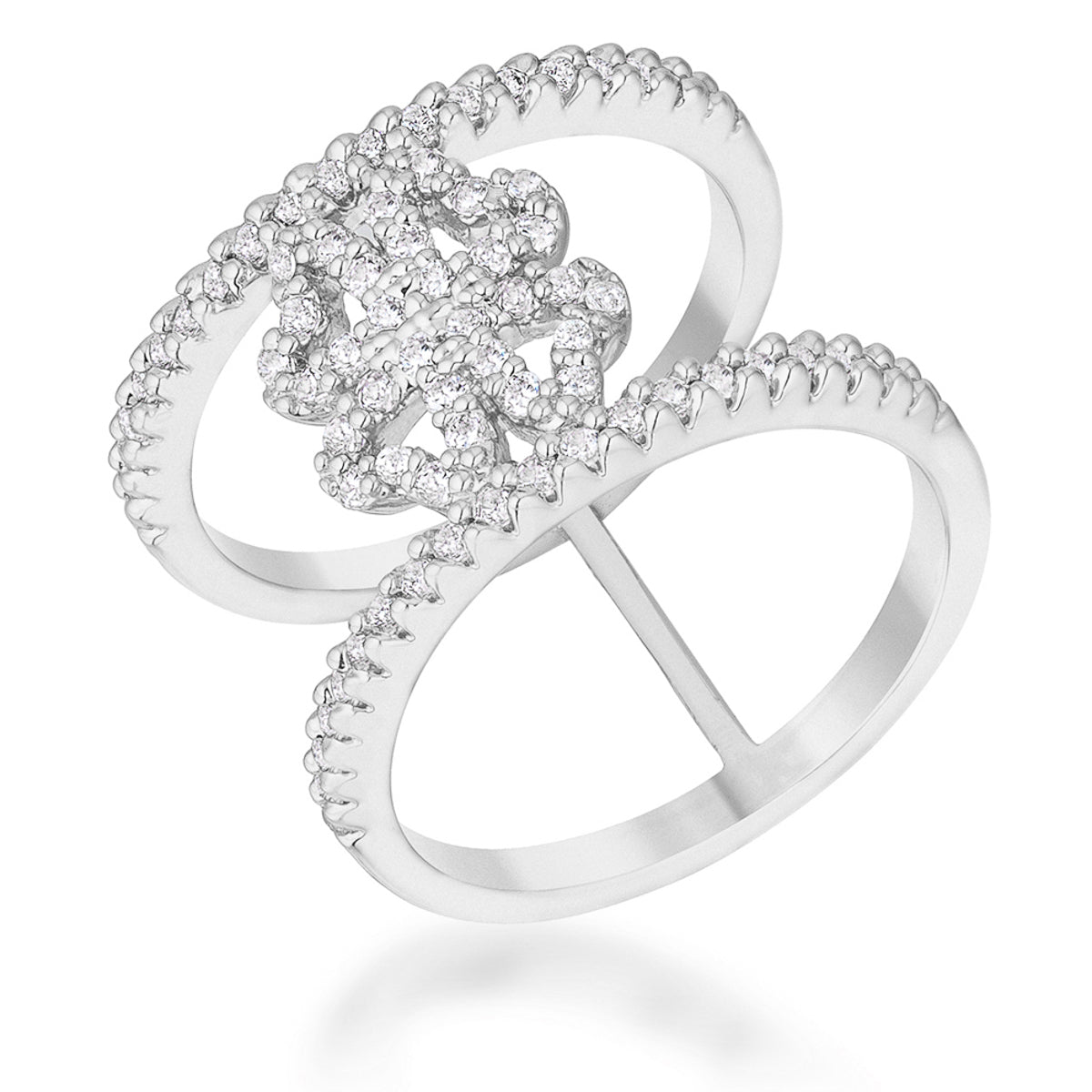 Lauren 0.4ct CZ Rhodium Delicate Clover Wrap Ring - LinkagejewelrydesignLinkagejewelrydesign