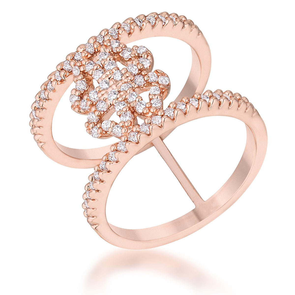 Lauren 0.4ct CZ Rose Gold Delicate Clover Wrap Ring - LinkagejewelrydesignLinkagejewelrydesign