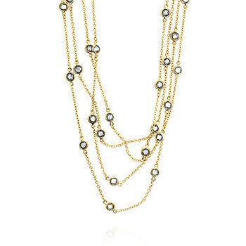 Layered Bezel Golden Necklace - LinkagejewelrydesignLinkagejewelrydesign