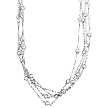 Layered Bezel Rhodium Plated Finish Necklace - LinkagejewelrydesignLinkagejewelrydesign