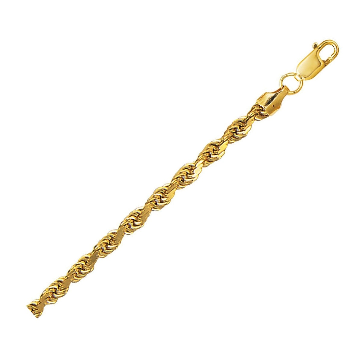 Lite Rope Chain Bracelet in 10k Yellow Gold (4.0 mm) - LinkagejewelrydesignLinkagejewelrydesign