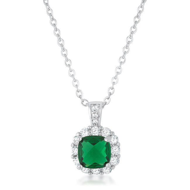 Liz 2.6ct Emerald CZ Rhodium Classic Necklace - LinkagejewelrydesignLinkagejewelrydesign