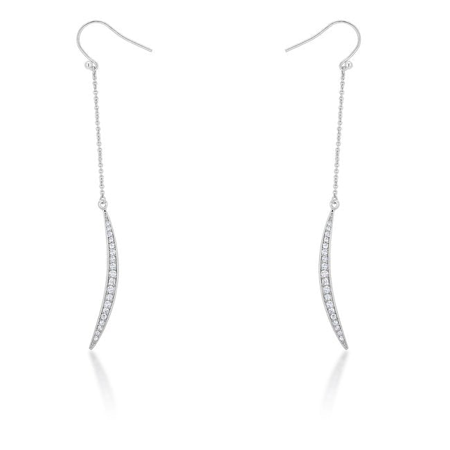 Luna 0.5ct CZ Rhodium Delicate Moon Drop Earrings - LinkagejewelrydesignLinkagejewelrydesign