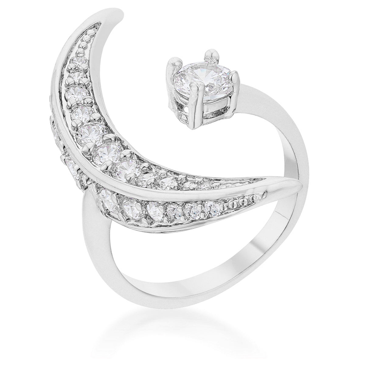 Luna .75ct CZ Rhodium Delicate Ring - LinkagejewelrydesignLinkagejewelrydesign