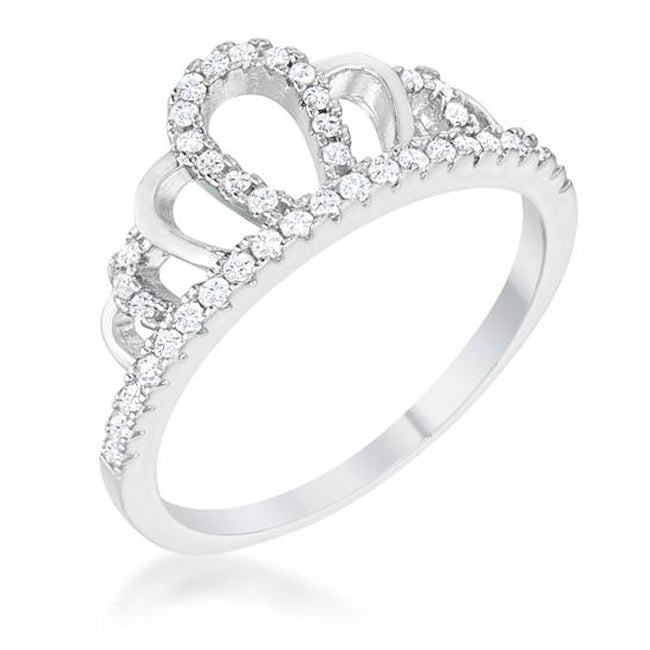 Madeline 0.2ct Rhodium Simple Crown Ring, &lt;b&gt;Size 5&lt;/b&gt; - LinkagejewelrydesignLinkagejewelrydesign