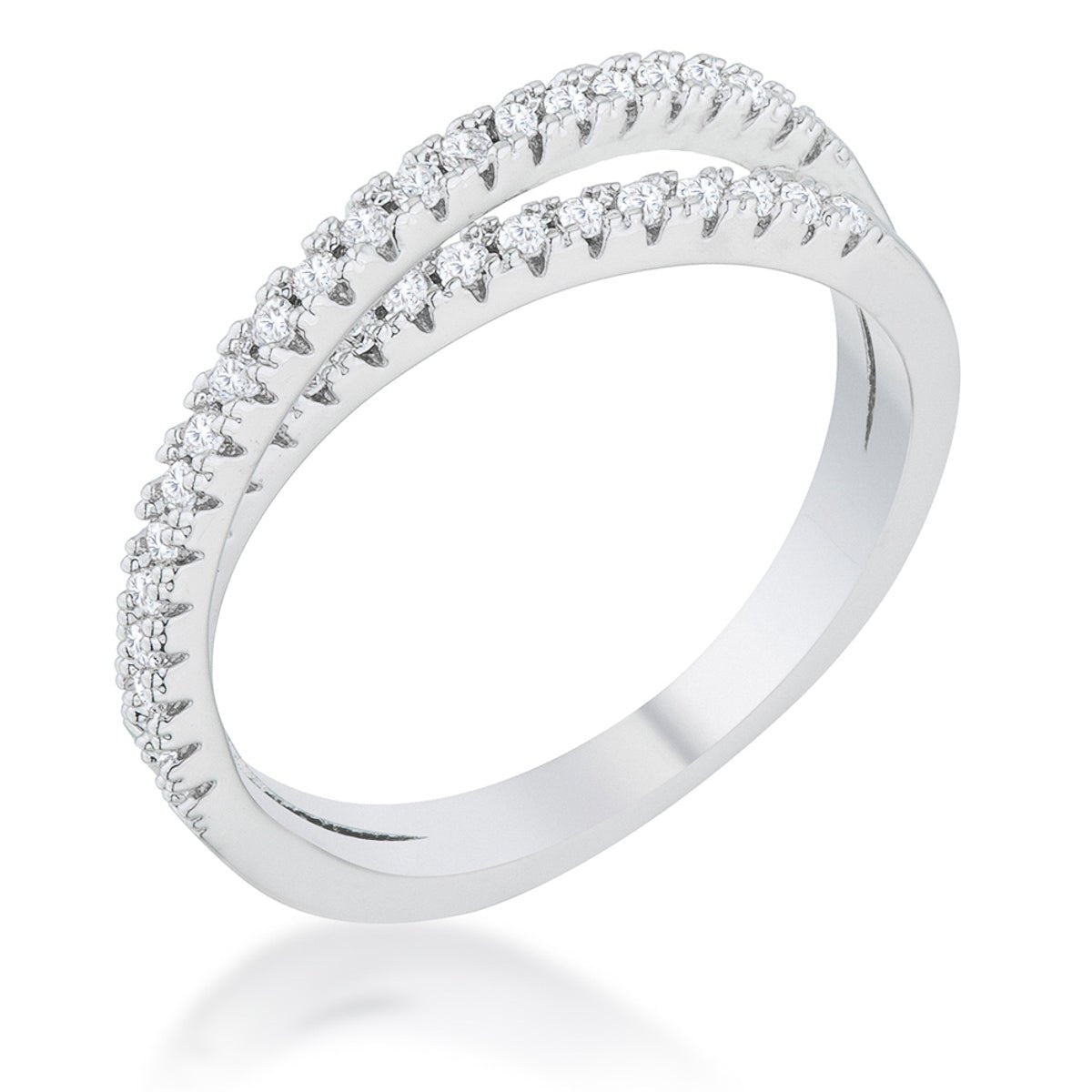 Mara 0.4ct CZ Rhodium Intertwined Simple Ring - LinkagejewelrydesignLinkagejewelrydesign