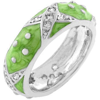 Marbled Apple Green Enamel Ring - LinkagejewelrydesignLinkagejewelrydesign