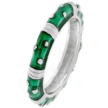 Marbled Dark Green Enamel Stacker Ring - LinkagejewelrydesignLinkagejewelrydesign