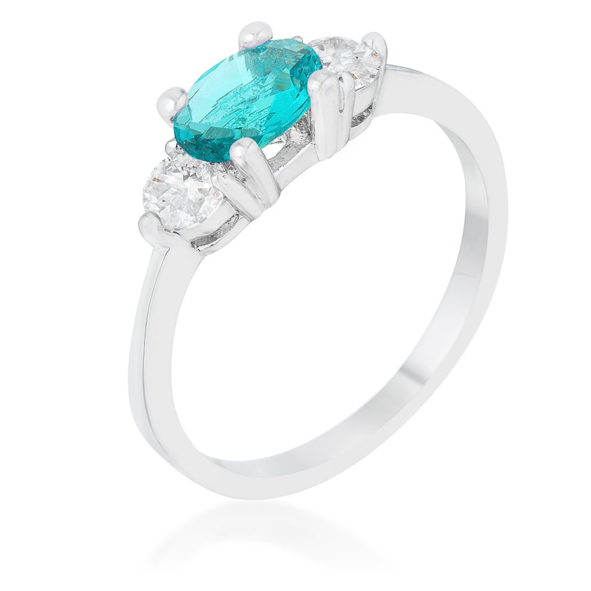 Mariah 1.2ct CZ Rhodium Aqua Simple Classic Ring, &lt;b&gt;Size 5&lt;/b&gt; - LinkagejewelrydesignLinkagejewelrydesign