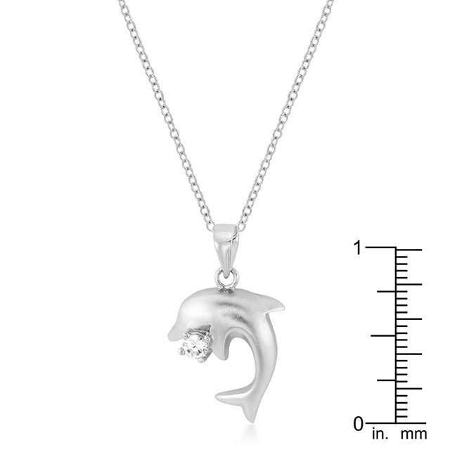 Matte Rhodium Dolphin Pendant - LinkagejewelrydesignLinkagejewelrydesign