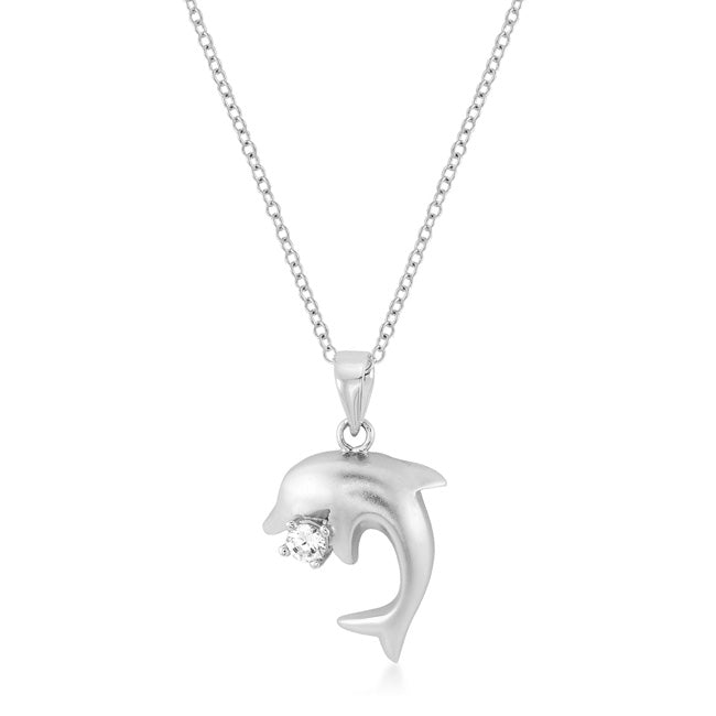 Matte Rhodium Dolphin Pendant - LinkagejewelrydesignLinkagejewelrydesign