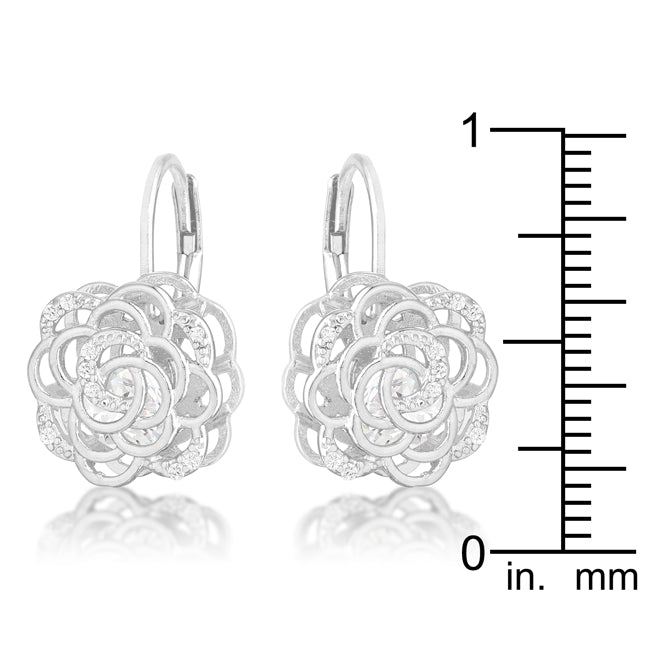 Maya 1.5ct CZ Rhodium Rose Drop Earrings - LinkagejewelrydesignLinkagejewelrydesign