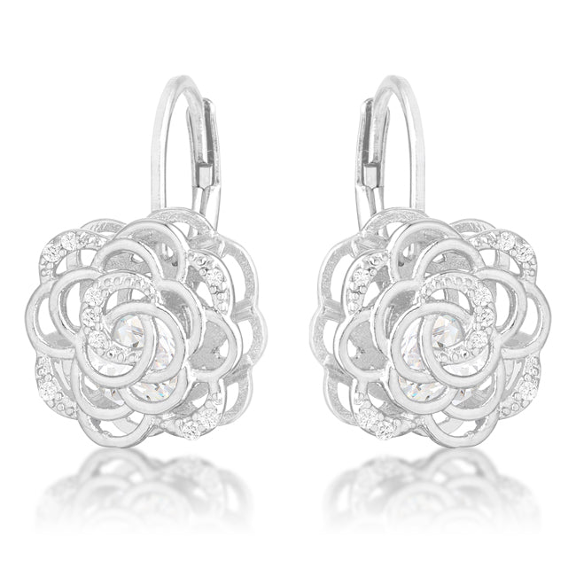 Maya 1.5ct CZ Rhodium Rose Drop Earrings - LinkagejewelrydesignLinkagejewelrydesign