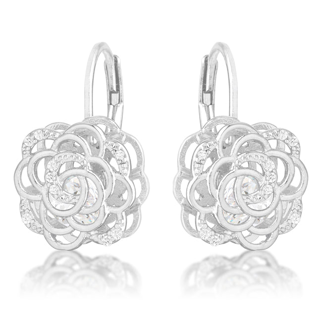 Maya 1.5ct CZ Rhodium Rose Drop Earrings - LinkagejewelrydesignLinkagejewelrydesign