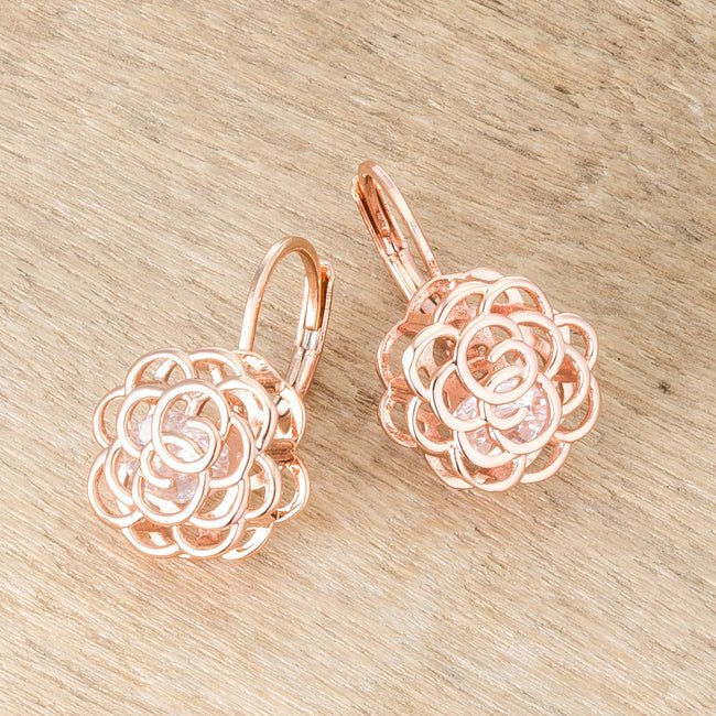 Maya 1.5ct CZ Rose Gold Rose Drop Earrings - LinkagejewelrydesignLinkagejewelrydesign