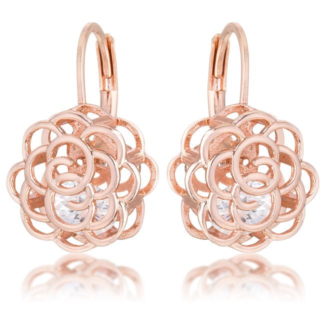 Maya 1.5ct CZ Rose Gold Rose Drop Earrings - LinkagejewelrydesignLinkagejewelrydesign