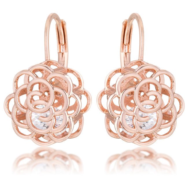 Maya 1.5ct CZ Rose Gold Rose Drop Earrings - LinkagejewelrydesignLinkagejewelrydesign