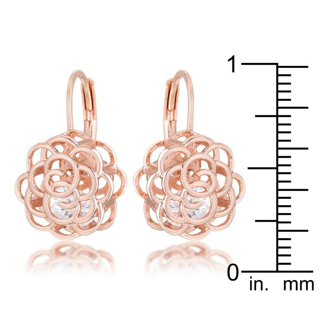 Maya 1.5ct CZ Rose Gold Rose Drop Earrings - LinkagejewelrydesignLinkagejewelrydesign