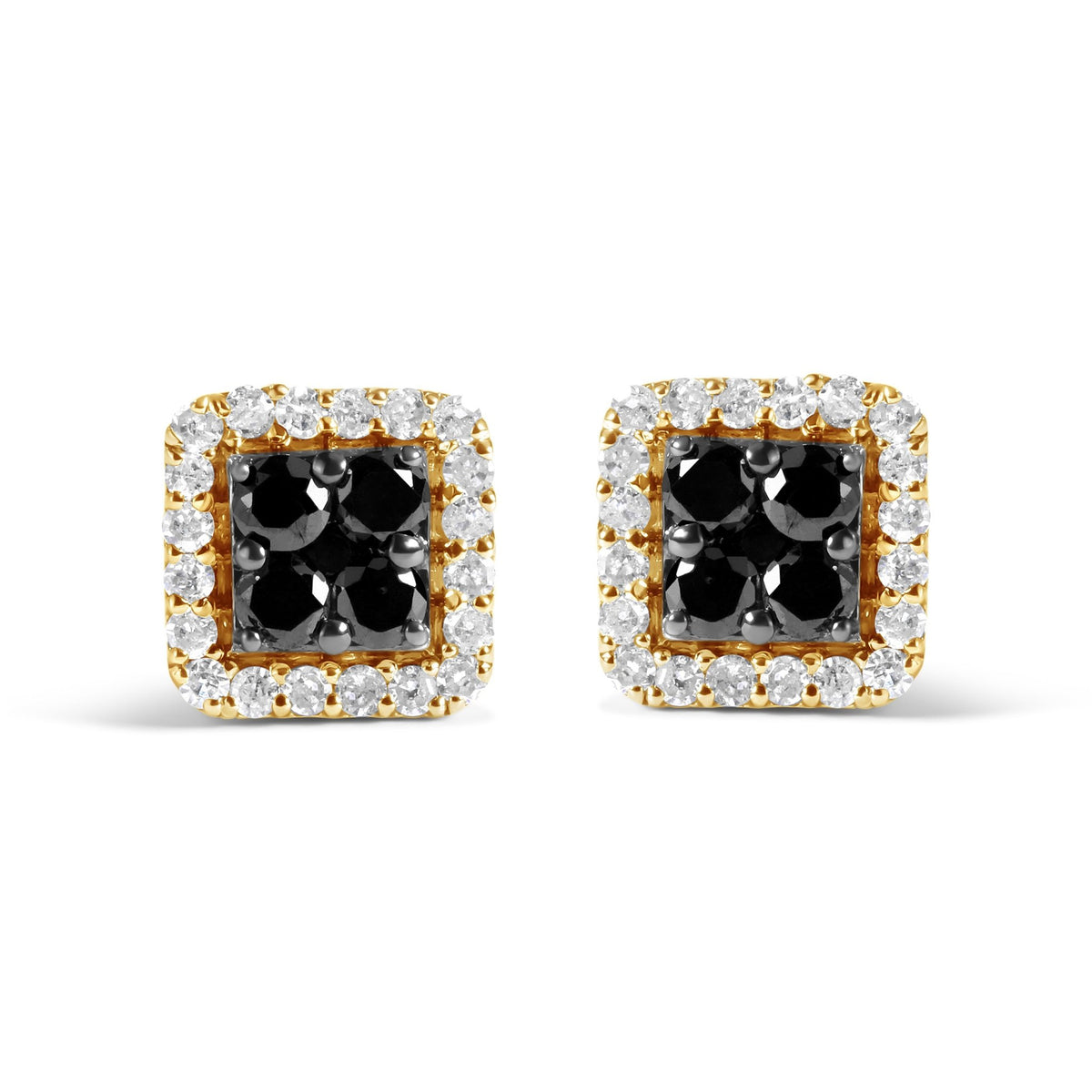 Men&#39;s 10K Yellow Gold 5/8 Cttw White and Black Treated Diamond Composite with Halo Stud Earring (Black / I-J, I2-I3 Clarity) - LinkagejewelrydesignLinkagejewelrydesign