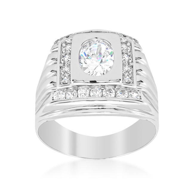 Men's Cubic Zirconia Square Ring - LinkagejewelrydesignLinkagejewelrydesign