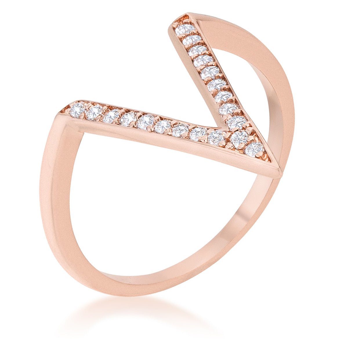 Michelle 0.2ct CZ Rose Gold Delicate V-Shape Ring - LinkagejewelrydesignLinkagejewelrydesign