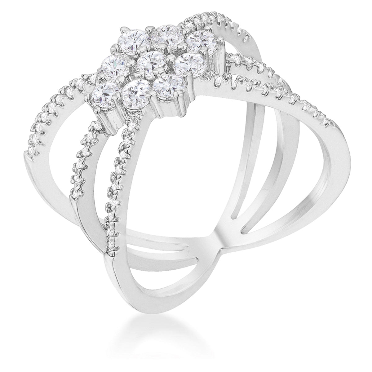 Mindy 0.8ct CZ Rhodium Delicate Triple Wrap Ring - LinkagejewelrydesignLinkagejewelrydesign