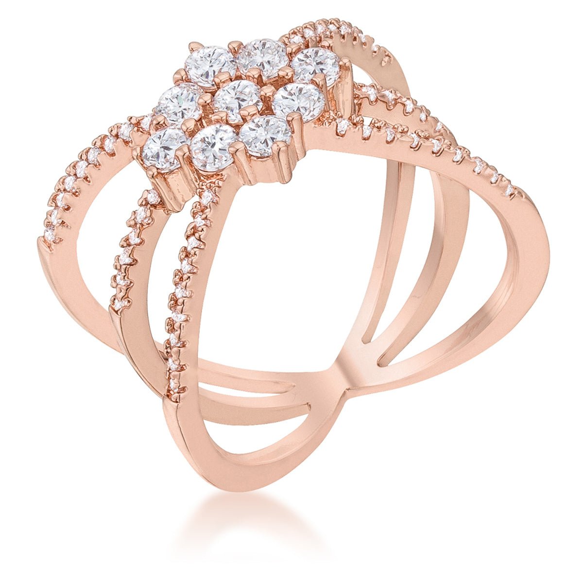 Mindy 0.8ct CZ Rose Gold Delicate Triple Wrap Ring - LinkagejewelrydesignLinkagejewelrydesign