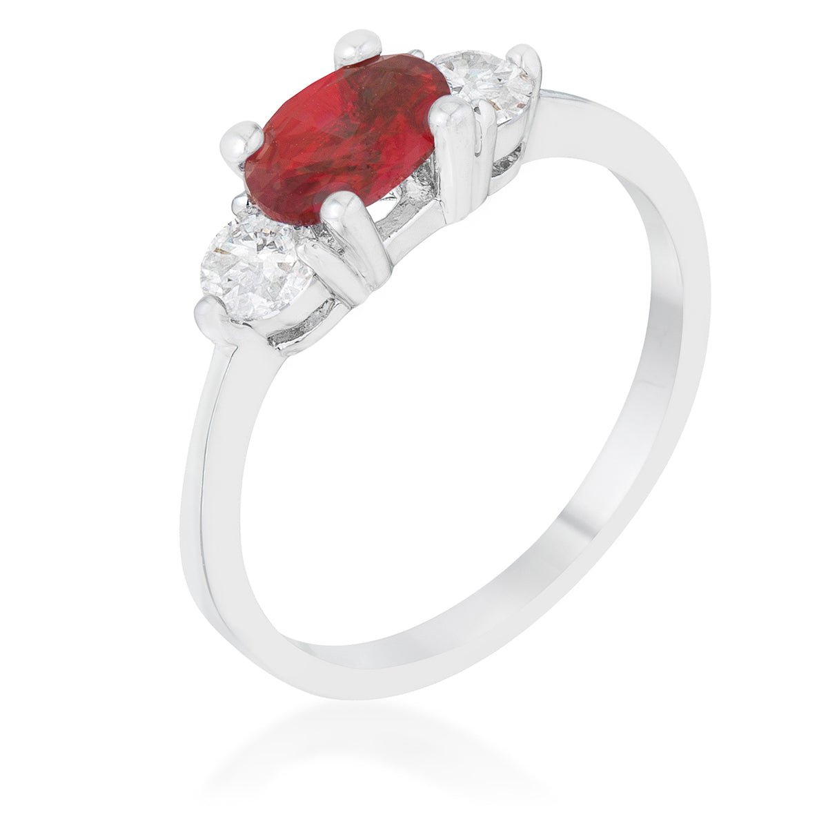 Miranna 1.2ct Garnet CZ Rhodium Classic Oval Ring, &lt;b&gt;Size 5&lt;/b&gt; - LinkagejewelrydesignLinkagejewelrydesign