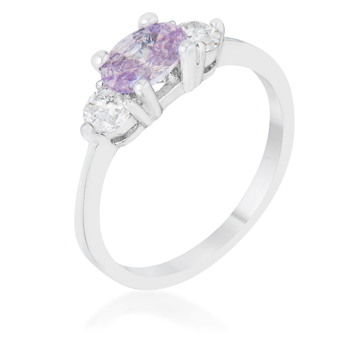 Miranna 1.2ct Lavender CZ Rhodium Classic Oval Ring, &lt;b&gt;Size 5&lt;/b&gt; - LinkagejewelrydesignLinkagejewelrydesign