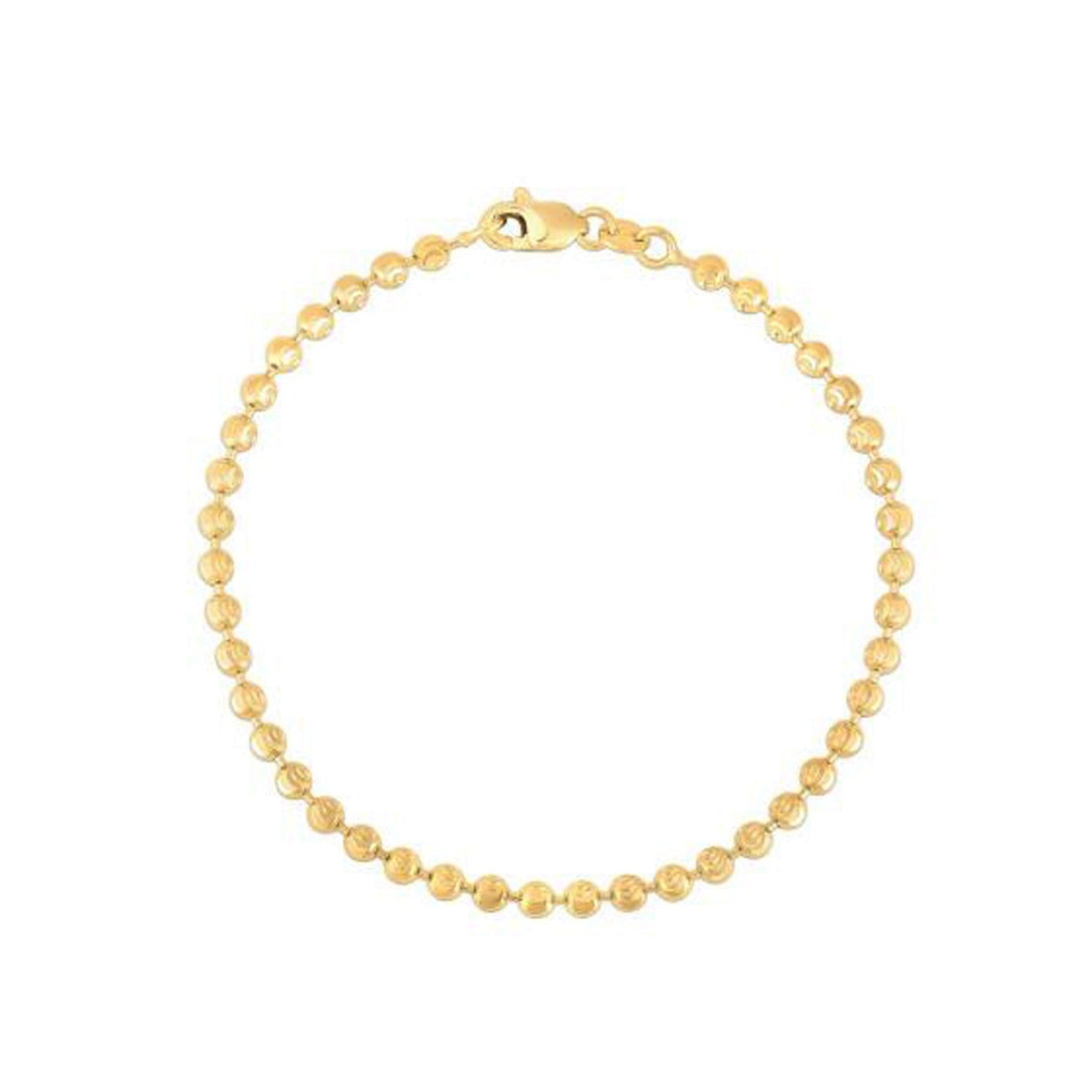 Moon Cut Bead Chain Bracelet in 14k Yellow Gold (3.0 mm) - LinkagejewelrydesignLinkagejewelrydesign